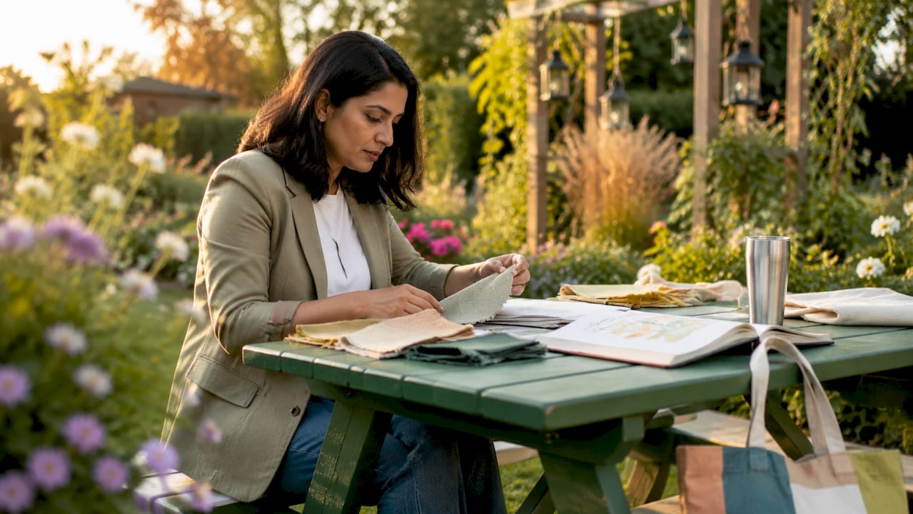 Woman reviewing eco-friendly bag certifications
