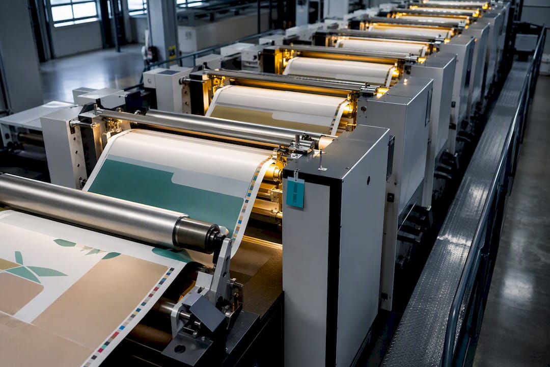 Eight-color flexographic press printing paper web