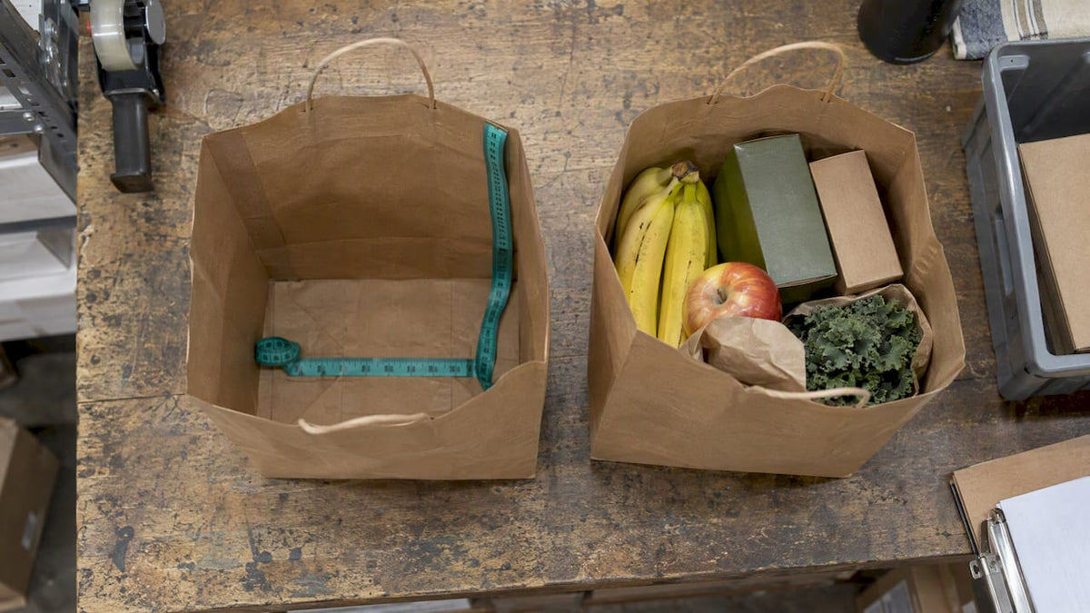 Paper bags showing volume and load distinction