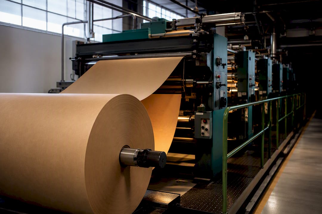 Paper substrate entering Canadian production press